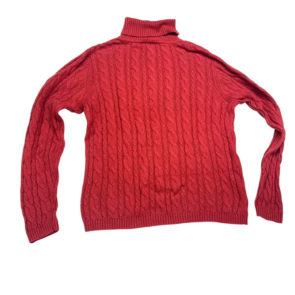 Talbots Red Cable Knit Turtleneck Sweater Angora Blend XL Vintage preppy classic